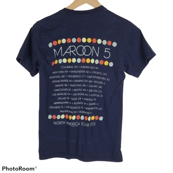 Maroon 5 Navy 2013 No. American Tour Tee Shirt - Picture 2 of 6